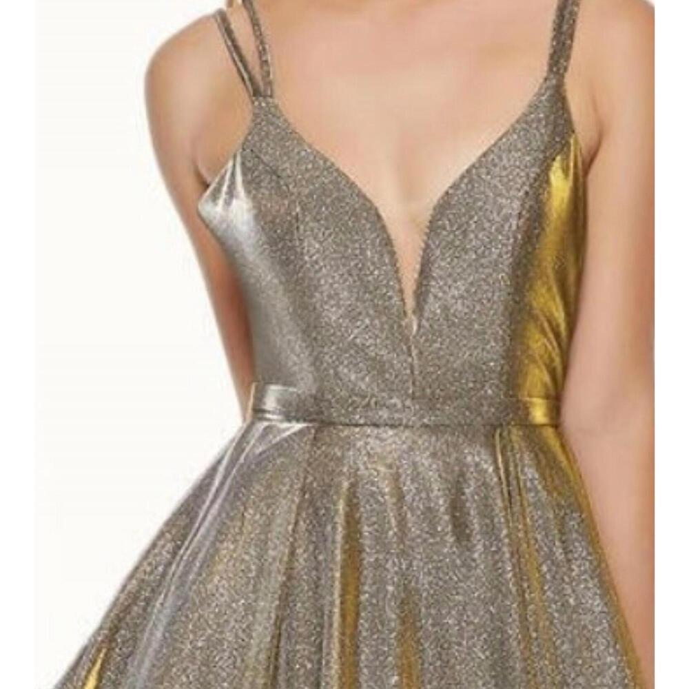 NEW ALYCE PARIS metallic sleeveless v neck ball gown in mermaid - Picture 2 of 2